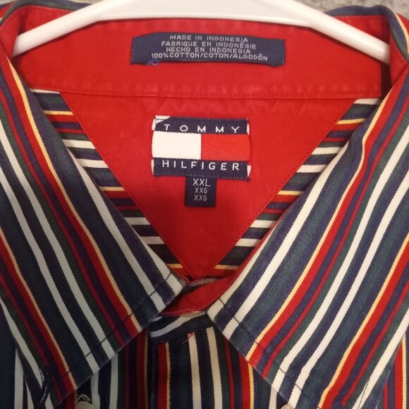 Tommy Hilfiger Vintage 1990's  Men's XXL Striped Button Down Long Sleeve Shirt - Picture 3 of 13
